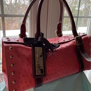 Claudia Firenze leather ostrich embossed handbag